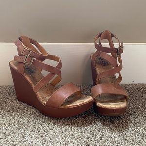 Korks by Kork-Ease brown leather wedge sandals